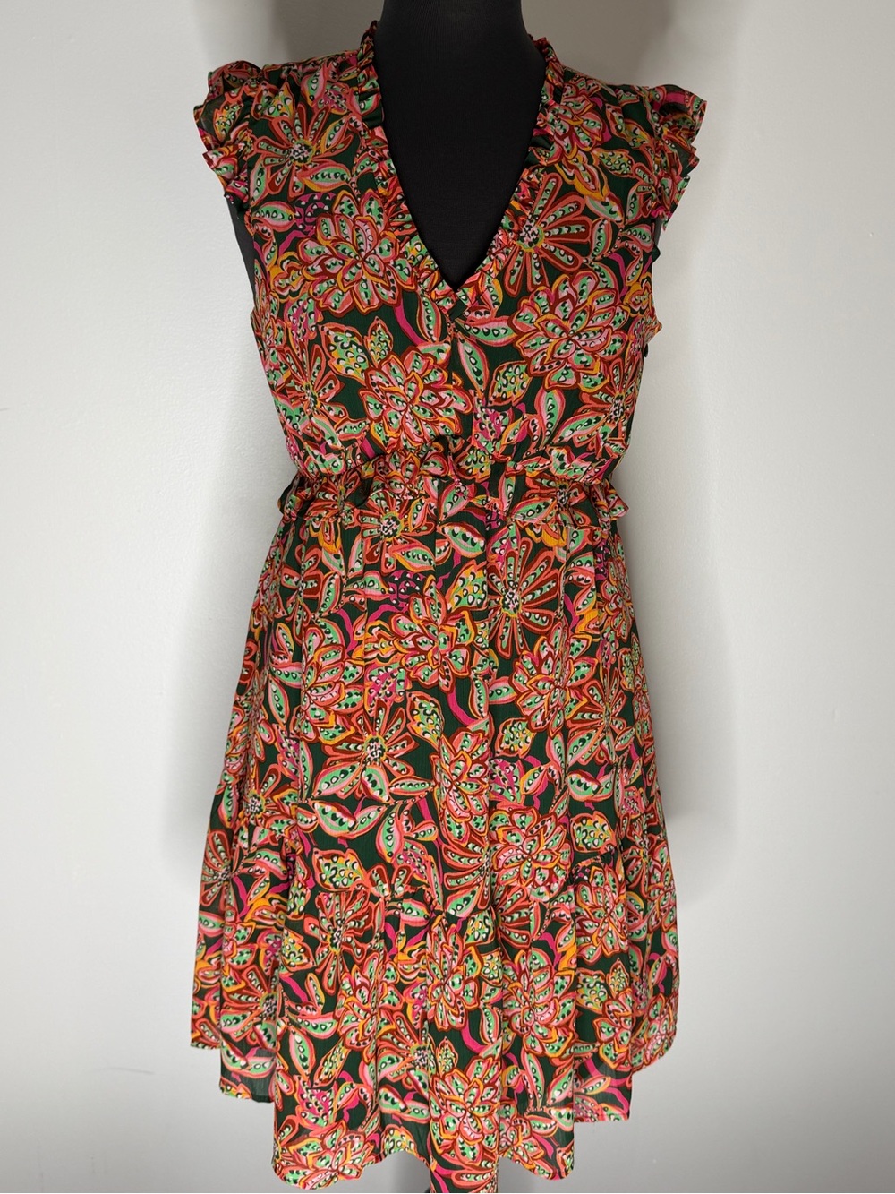 J. Crew Floral V-Neck Sleeveless Dress in Multicolor Size 6